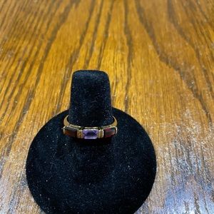 10 K Yellow Gold 3 Stone Amethyst Ring